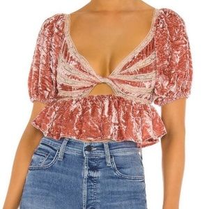 Free People Yours Truly Velvet Top in Mauve